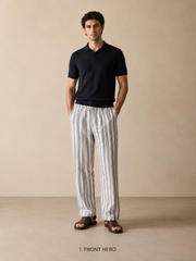 Men's Striped Linen-Blend Trouser – Stone