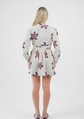 The "Coastal Bloom" Embroidered Mini Shirt Dress