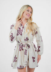 The "Coastal Bloom" Embroidered Mini Shirt Dress