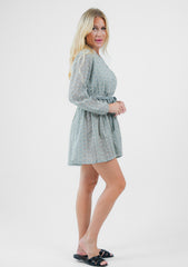 Schiffli Embroidered Mini Dress in Serene Mint