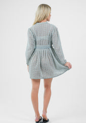 Schiffli Embroidered Mini Dress in Serene Mint