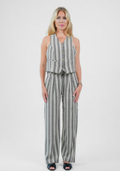Striped Linen-Blend Tailored Vest