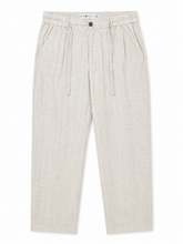 BSTN Pleated Linen Trouser — Ecru Windowpane