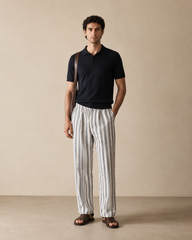 Men's Striped Linen-Blend Trouser – Stone
