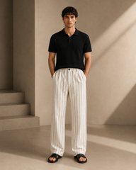 Men's Striped Linen-Blend Trouser – Stone