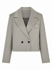 Cropped Double-Breasted Blazer — Taupe