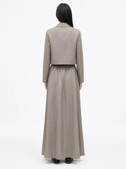Pleated A-Line Maxi Skirt — Taupe