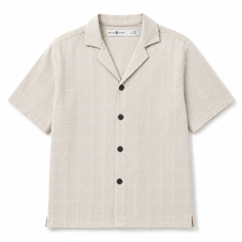Window-Check Linen Camp Shirt