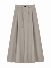 Pleated A-Line Maxi Skirt — Taupe