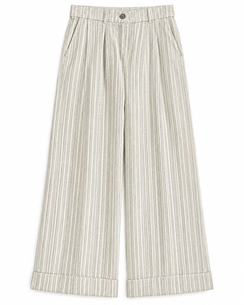 Gazzelle Dash-Stripe Wide-Leg Pant — Ivory Dash