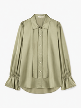 Armani Silk-Satin Statement Shirt — Sage