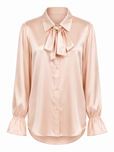 Armani Silk-Satin Statement Shirt — Blush