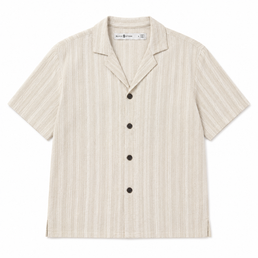 Tonal Stripe Linen Camp Shirt