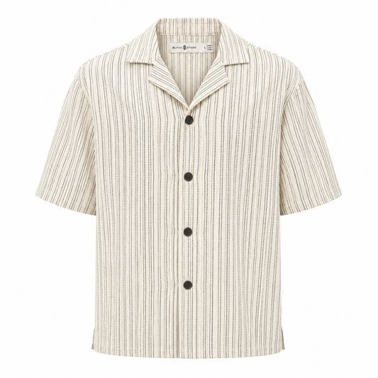 Dotted Pinstripe Linen Camp Shirt