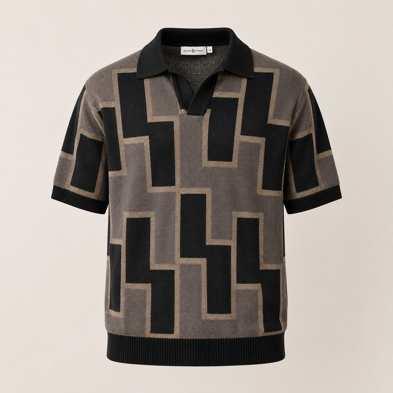 Architectural Geometry Knit Polo — front