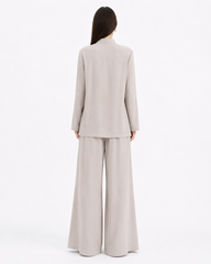 Soft Beige Frog-Closure Top