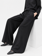 Black Bella Wide-Leg Palazzo Trouser