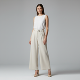 LINEN BLEND WIDE-LEG TROUSERS