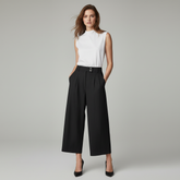LINEN BLEND WIDE-LEG TROUSERS