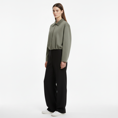 Essential Cropped Harrington Jacket — Olive Green