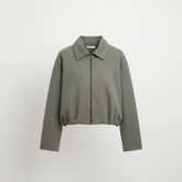 Essential Cropped Harrington Jacket — Olive Green