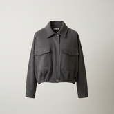 Women's Utility Cropped Jacket - Structured Bomber with Pockets