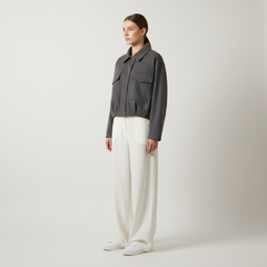 Women's Utility Cropped Jacket - Structured Bomber with Pockets