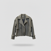 The Oversized Twill Cropped Trench — Sage Green