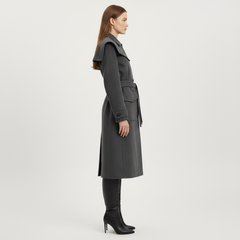 Gazzelle Structured Twill Long Coat — Black