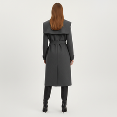 Gazzelle Structured Twill Long Coat — Black
