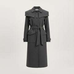 Gazzelle Structured Twill Long Coat — Black