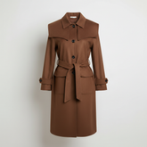 Gazzelle Structured Twill Long Coat — Camel