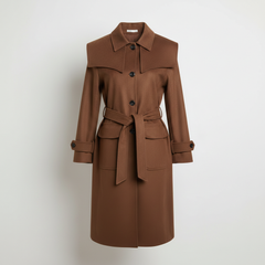 Gazzelle Structured Twill Long Coat — Camel