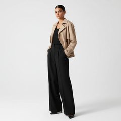 The Oversized Twill Cropped Trench — Olive Green