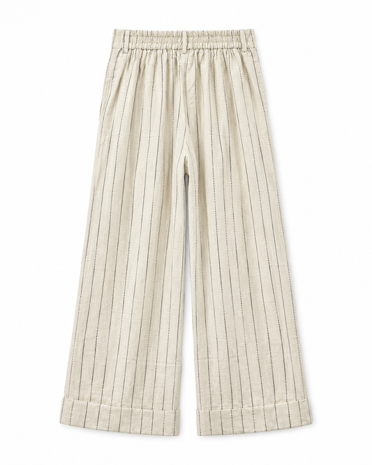 Gazzelle Pinstripe Wide-Leg Pant — Oat Pinstripe