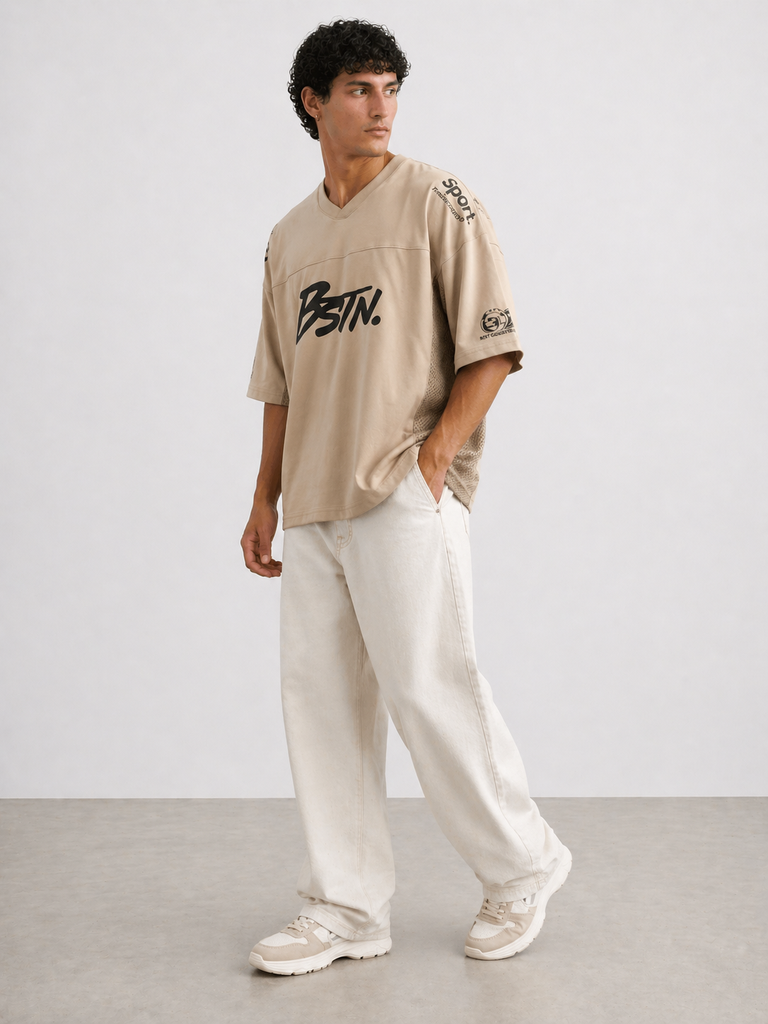 BSTN. Men's Sports Graphic Interlock Tee — Sand Khaki