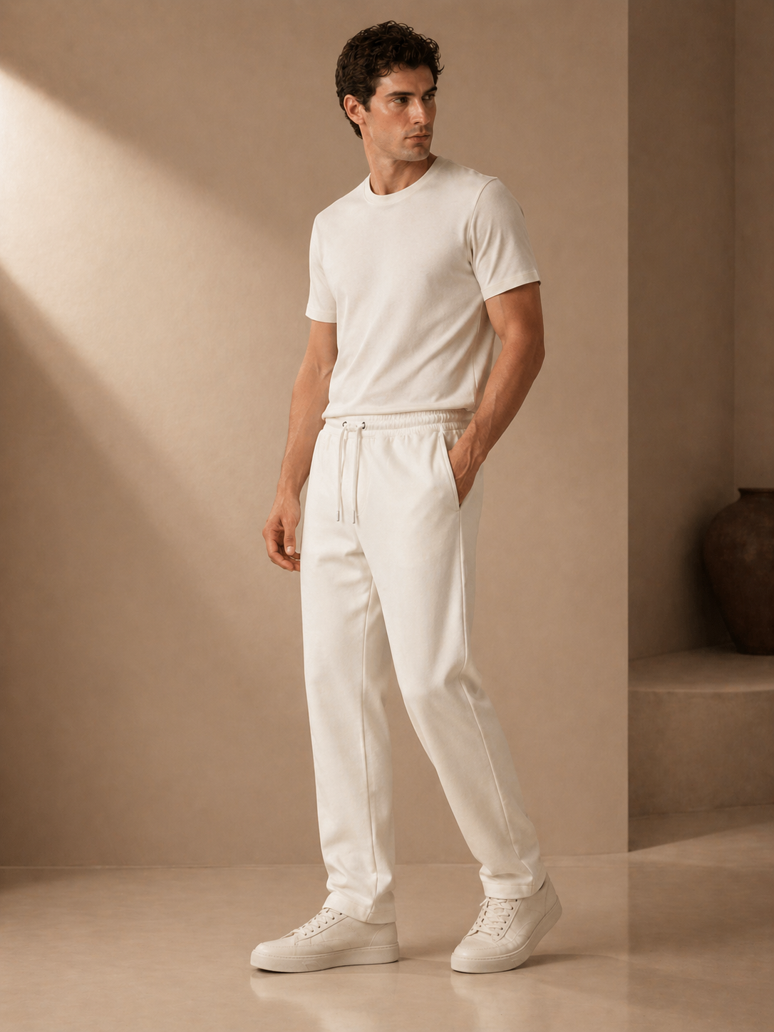 Interlock Relaxed-Fit Trouser — Cream