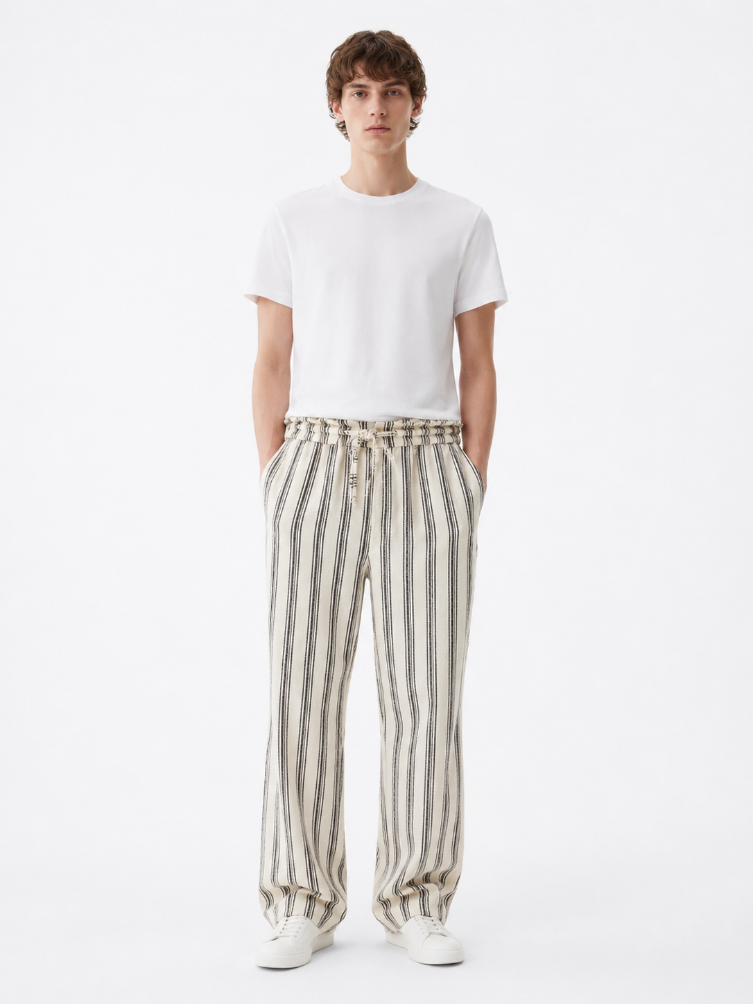 Stripe Linen Drawstring Trouser