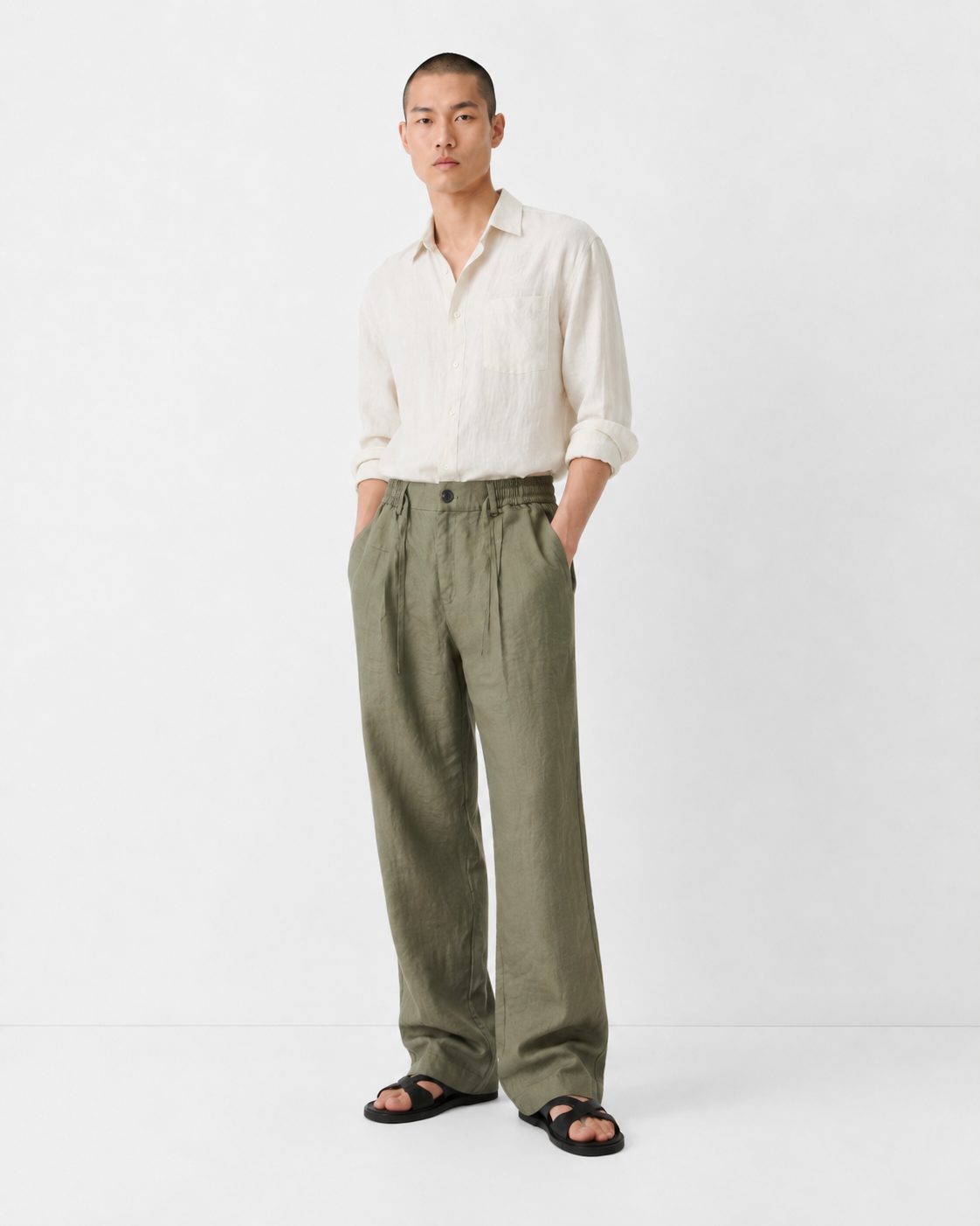 BSTN The Breeze Linen Trouser — Olive