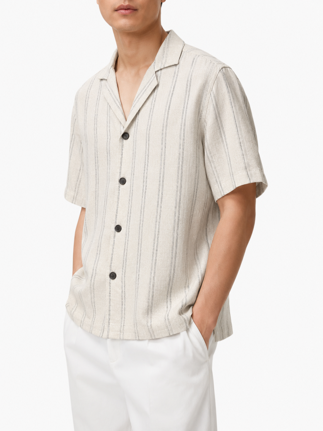 Bold Stripe Linen Camp Shirt
