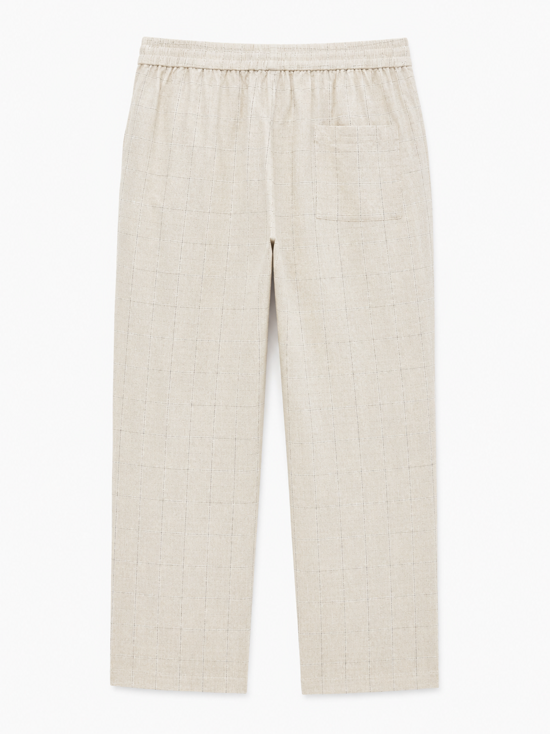 BSTN Pleated Linen Trouser — Ecru Windowpane