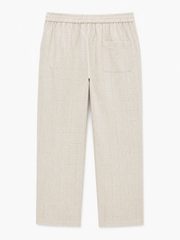 BSTN Pleated Linen Trouser — Ecru Windowpane