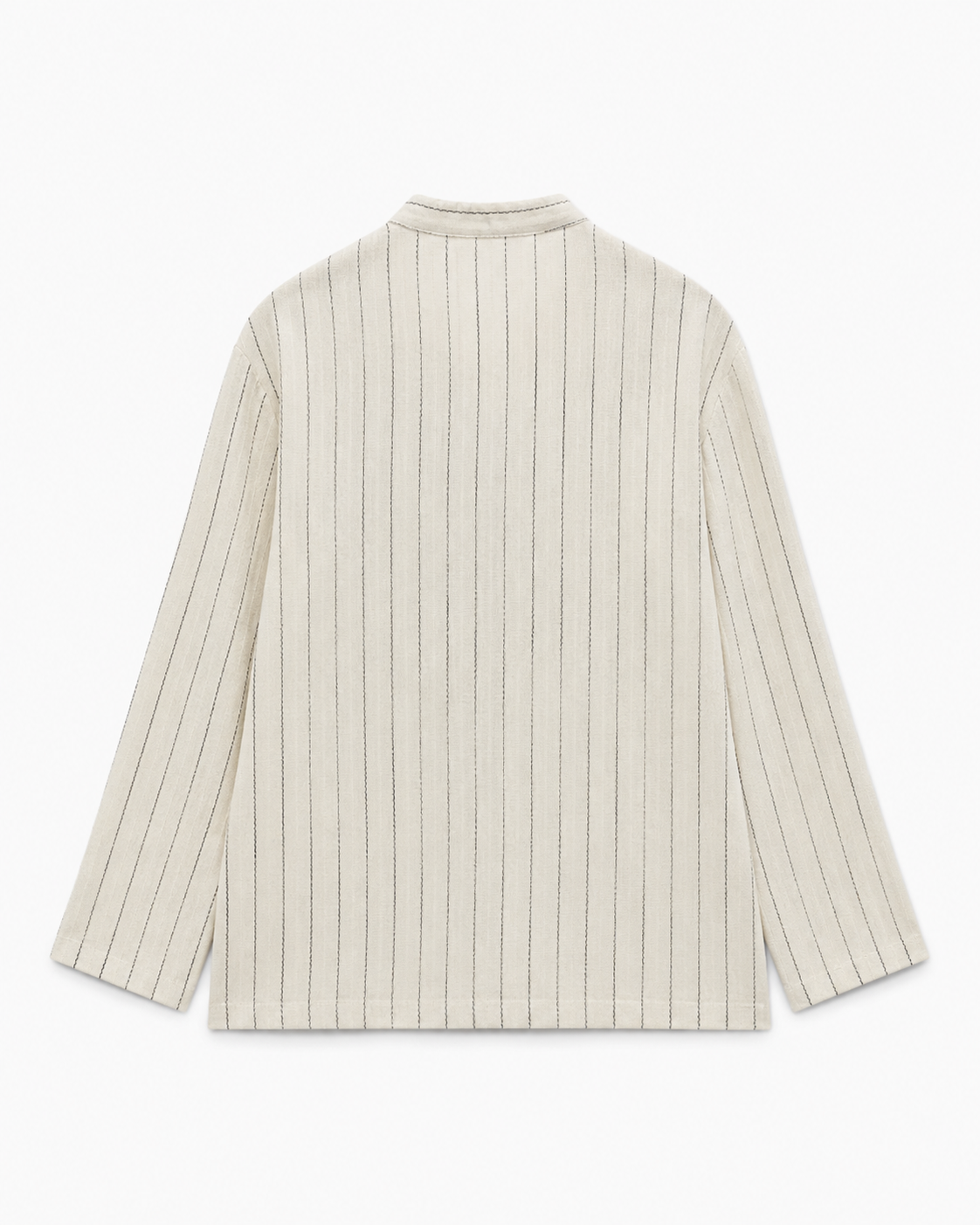 Gazzelle Pinstripe Frog-Closure Top — Oat Pinstripe