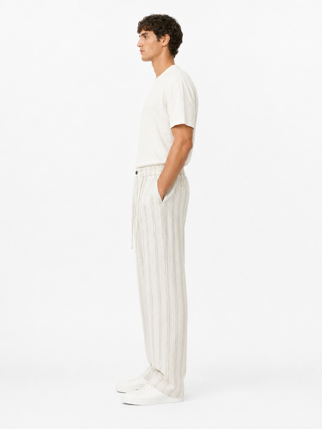 Bold Stripe Linen Trouser