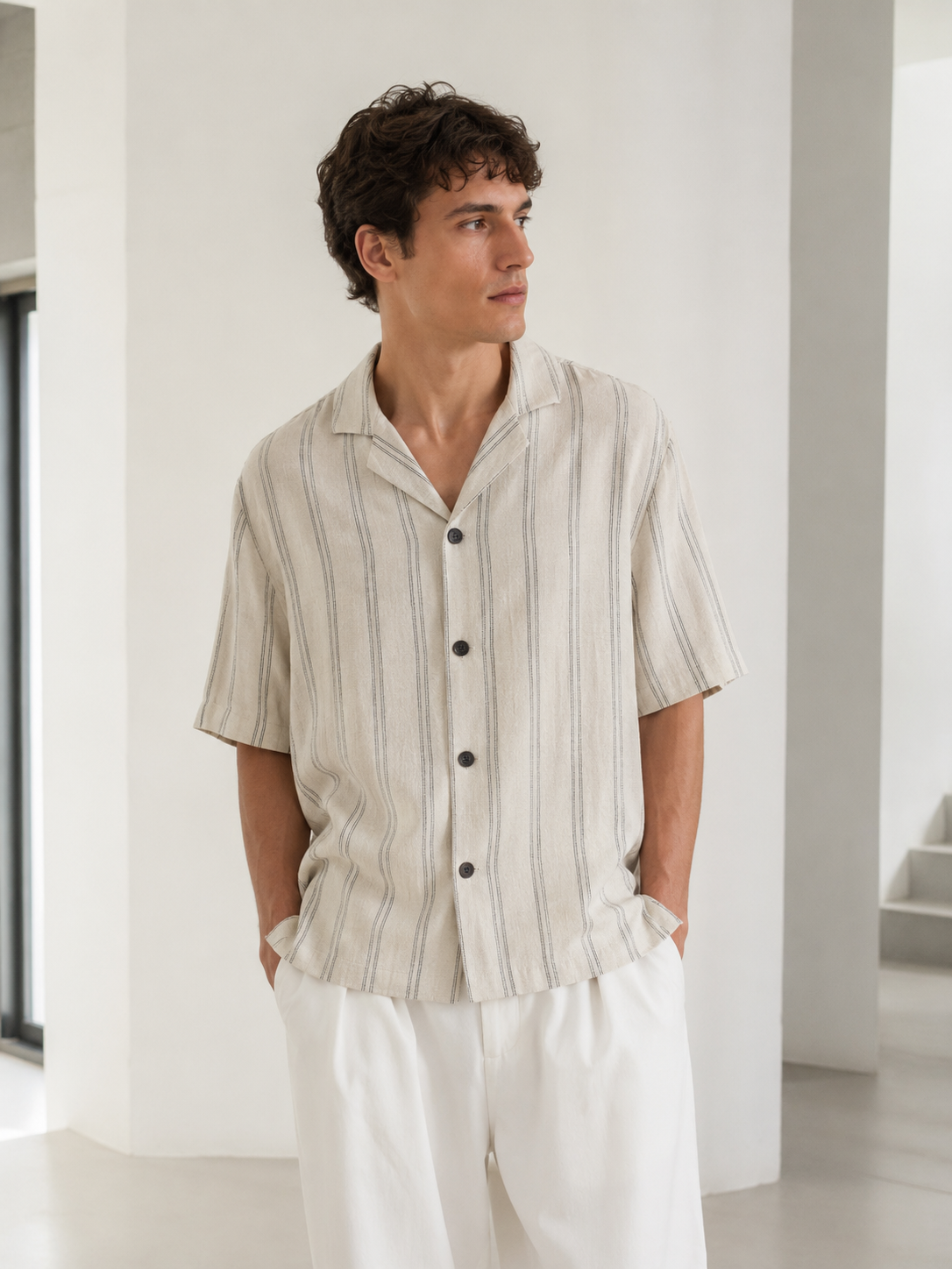 Bold Stripe Linen Camp Shirt