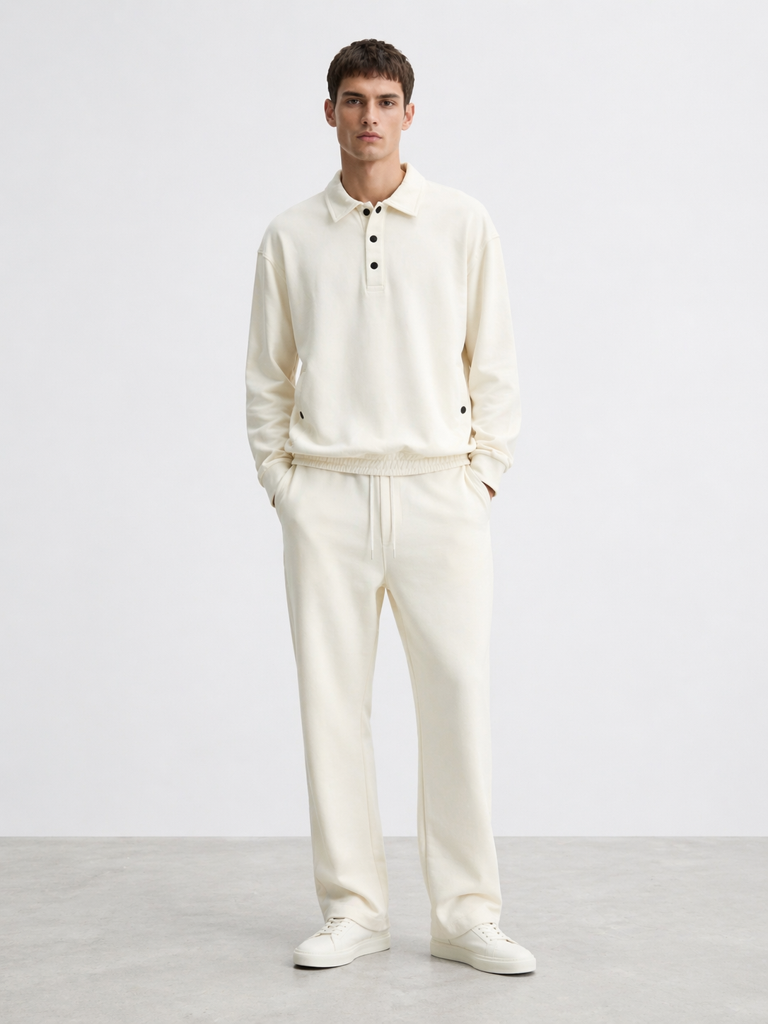 Men's Interlock Co-Ord Set — Cream White