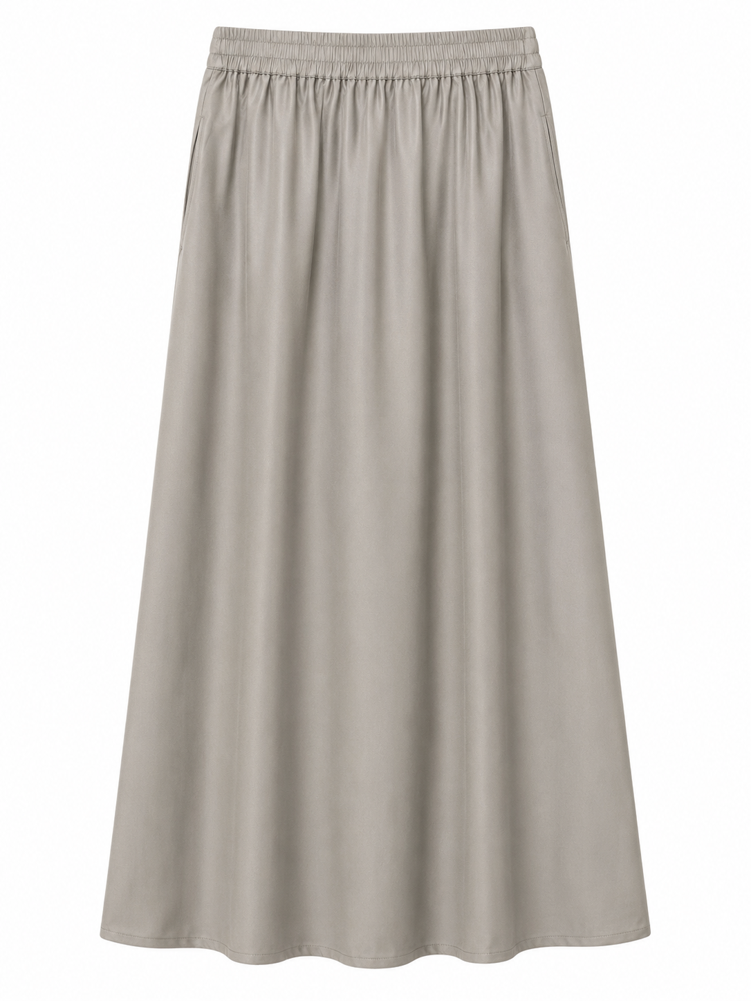 Pleated A-Line Maxi Skirt — Taupe