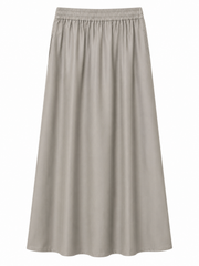 Pleated A-Line Maxi Skirt — Taupe
