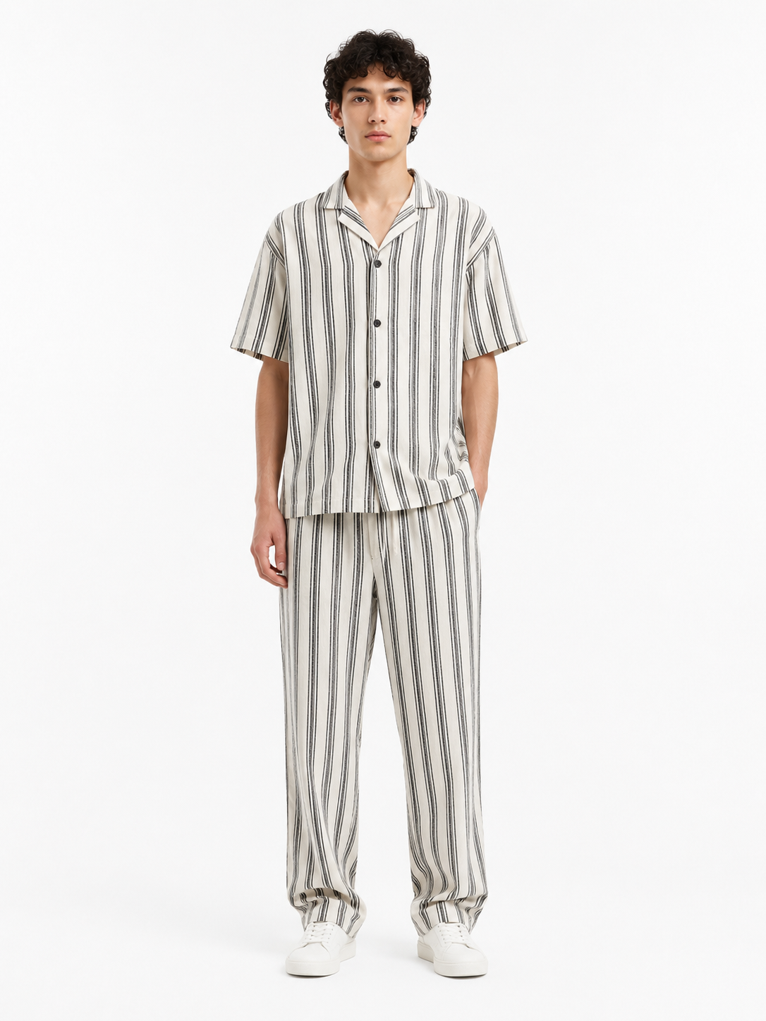 Stripe Linen Drawstring Trouser