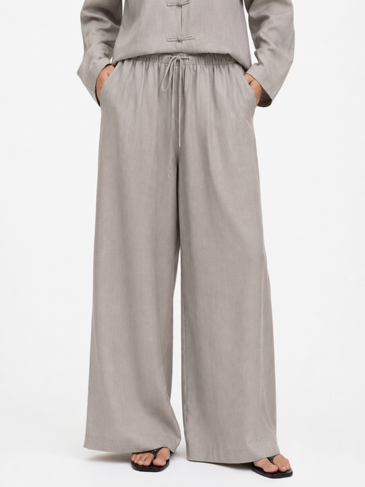 Stone Wide-Leg Palazzo Trouser